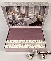Постільна білизна Maison D'or сатин 160х200 Roses Dark Lilac