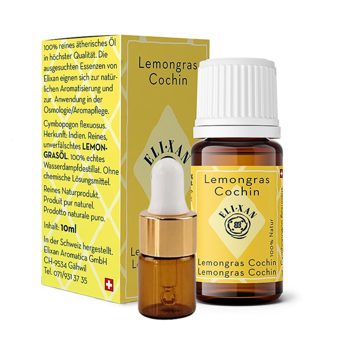Чиста ефірна олія Лемонграсу Lemongras Cochin Elixan Aromatica Швейцарія пробник 2 мл