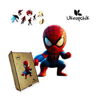 Пазл Ukropchik деревянный Супергерой Спайди А4 в коробке с набором-рамкой (Spider-Man Superhero A4)