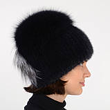 Хутряна норкова шапка жіноча на плетеній основі "Колібрі розріз", фото 3