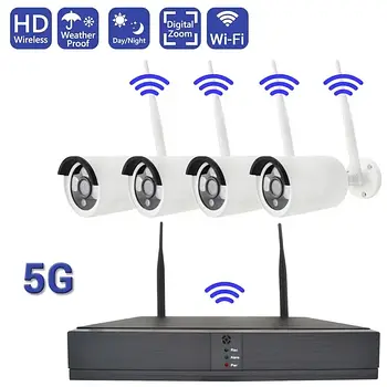 Комплект WiFi IP відеоспостереження бездротової DVR 5G набір на 4 камери з реєстратором
