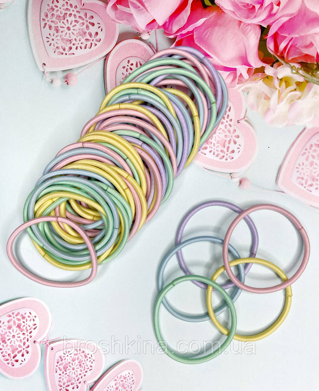 Гумки джгут тонкий для волосся Ø4.5 см кольорові 100 шт./пач., фото 1