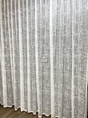 Тканина для тюлю жакардова, колір білий арт19, для зали, кімнати, кухні