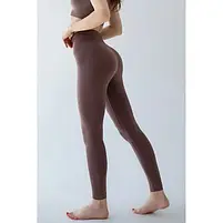 Лосини безшовні щільні спортивні з широким поясом Giulia Leggings Energy хакі коричневого кольорів, фото 3