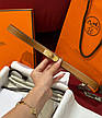 Жіночий коричневий шкіряний ремінь Hermes Kelly 1.8 см із золотою пряжкою ермес, фото 7