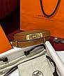 Жіночий коричневий шкіряний ремінь Hermes Kelly 1.8 см із золотою пряжкою ермес, фото 9