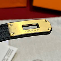 Жіночий чорний шкіряний ремінь Hermes Kelly 1.8 см із золотою пряжкою ермес, фото 5