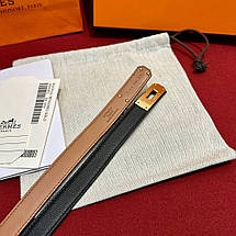 Жіночий чорний шкіряний ремінь Hermes Kelly 1.8 см із золотою пряжкою ермес, фото 6