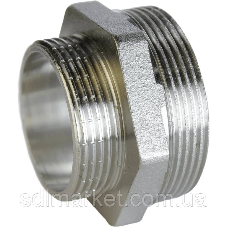 Ніпель редукційний 2| х1 1/2"Н нікельований NN872S OPTIMUM, фото 1