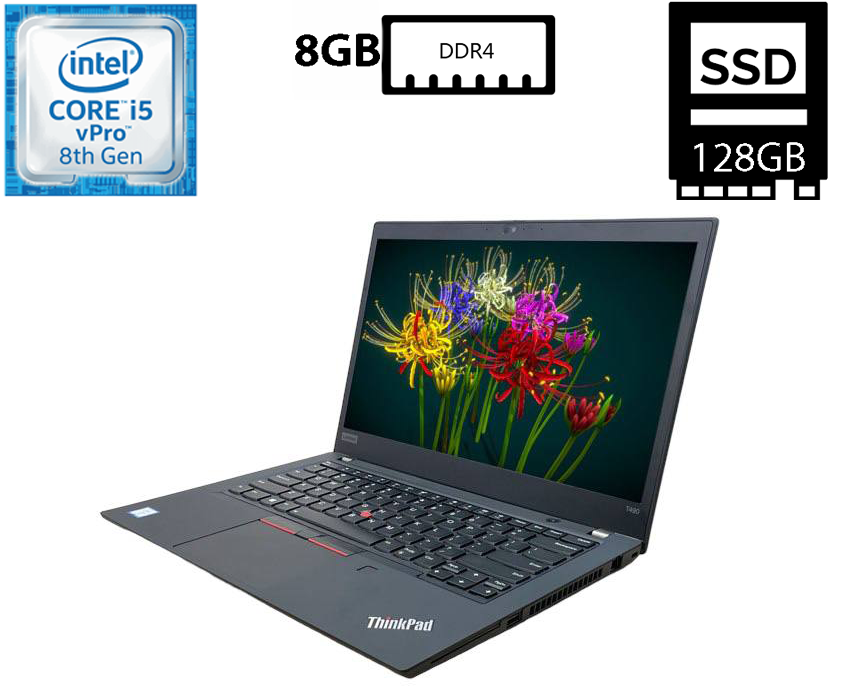 Ноутбук Lenovo T490/14"IPS 1920x1080/Core i5-8365U 1.60GHz/8GB DDR4/SSD 128GB/Intel UHD Graphics Камера Б/В