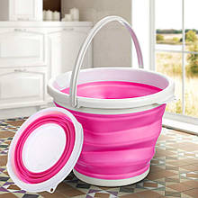 Силіконове відро складане на 10 л, Рожевий