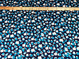Тканина віскоза трикотажна стрейчева, принт морскі камінчики на темно синьому фоні , (1,60 м) №131, фото 3