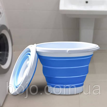 Силіконове відро туристичне Collapsible bucket складане 10 л, Блакитне, фото 1