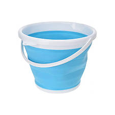 Силіконове відро туристичне Collapsible bucket складане 10 л, Блакитне, фото 3