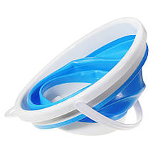Силіконове відро туристичне Collapsible bucket складане 10 л, Блакитне, фото 6