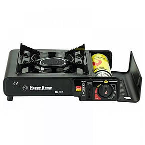 Портативна газова плита Happy Home BDZ 155-A з п'єзопідпалом, керамічний розпилювач, Чорна, фото 3