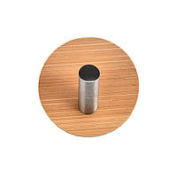 Гачок одинарний з нержавіючої сталі на клейкій круглій основі кутовий натуральний бамбук (NR0143_1)
