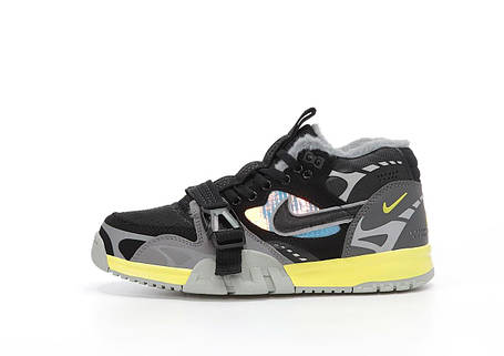 Зимові Чоловічі Кросівки Nike Air Trainer 1 SP Utility / Найк Аїр Трейнер 1 СП Утиліті Чорні з Сірим (Хутро), фото 1