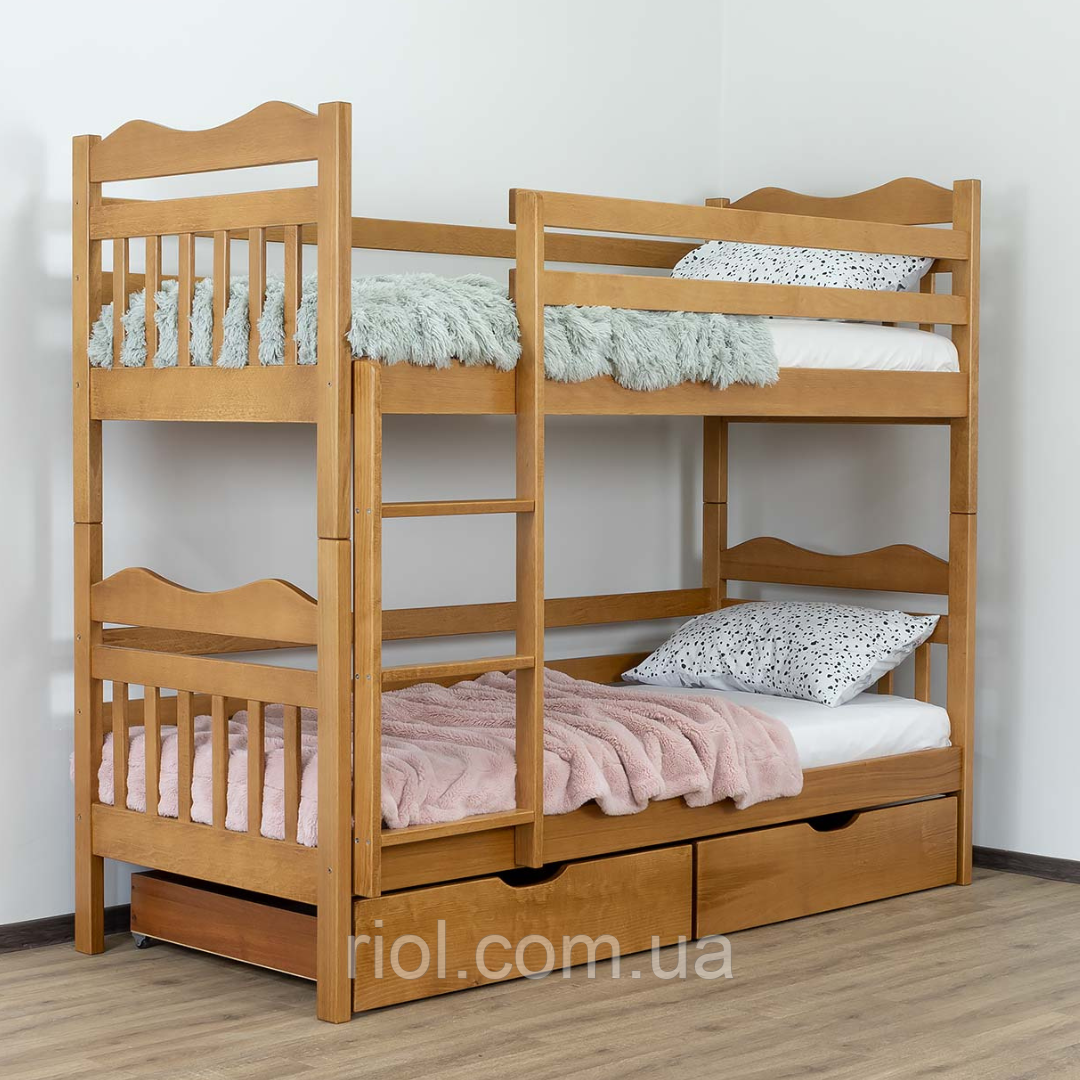 Двох'ярусне ліжко трансформер Мауглі з масиву бука, фото 1
