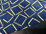 Тканина віскоза трикотажна стрейчева,  принт ромби на темно синьому фоні , (1,60 м) №138, фото 3