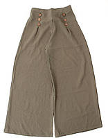 Стильные укороченные широкие брюки с высокой посадкой для девочки зеленые Breeze Турция р.134,140,146
