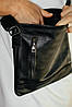 Чоловіча шкіряна сумка на три відділення "Flash Right" Чорний S106, фото 5
