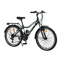 Велосипед для взрослых FORTE STARK стальная рама 24" колеса 24" черно-зеленый