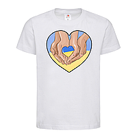 Белая детская футболка Украинское сердце (1-14-8-білий)