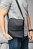 Сумка через плече із натуральної шкіри для чоловіка "Клапан" Чорний S248, фото 8