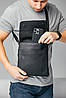 Сумка через плече із натуральної шкіри для чоловіка "Клапан" Чорний S248, фото 9