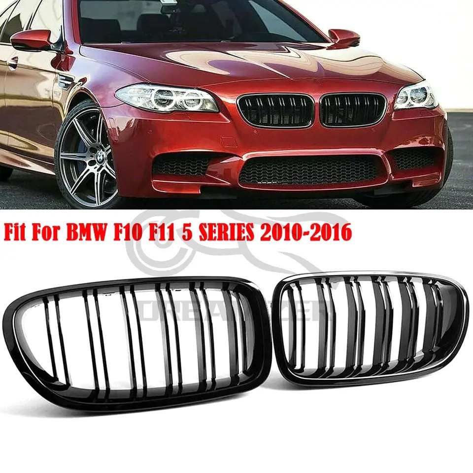 Решітки ніздрі BMW 5 f10-f11 2010-2016 стиль м5 чорний глянець. Бмв ф10 Компле, фото 1
