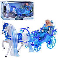 Детская карета 293A с куклой 30 см, лошадка 30 см