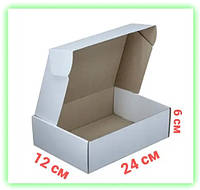 Картонные коробки самосборные белые 240*120*60мм, упаковка для почтовых отправлений Korob(2)