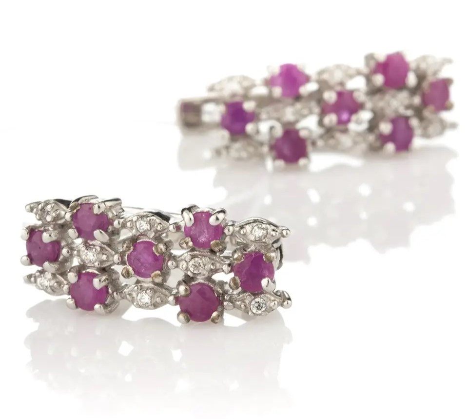 Сережки срібні з рубіном Е-255, фото 1