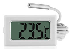Цифровий термометр -50 ~ 110 °C з виносним датчиком 1м. білий