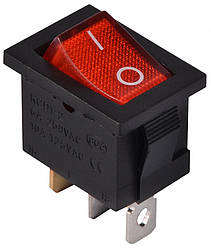 KCD1-2-101N  R/B  220V  Перемикач 1-клавішний червоний з підсвічуванням