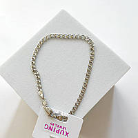 Браслет родій Xuping Плоский з декоративним плетінням Сріблястий 19 см C15001