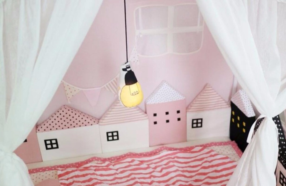 Бортик защита в детскую кроватку Домик розовый 120 см - фото 4 - id-p1950146516