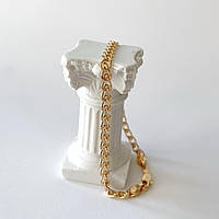 Браслет позолота Xuping Плоский з декоративним плетінням Золотистий 21 см B15002