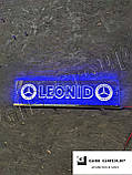 Світлодіодна табличка для вантажівки напис Oleksandr + логтипи синього кольору, фото 2