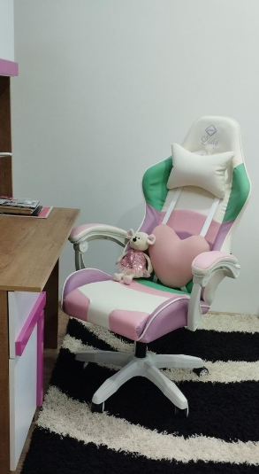 Геймерське розкладне крісло ігрове для приставки професійне стілець комп'ютерний Bonro B 813 рожевий
