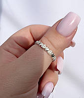 Серебряное кольцо маленькие сердечки ( родий / позолота)