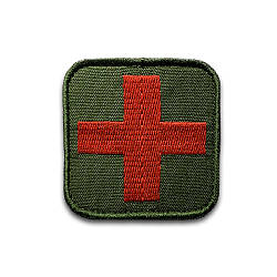 Шеврон Медичний Крест червоний на оливі, 6х6см