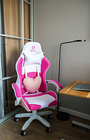 Геймерское раскладное кресло для девушек игровое для приставки стул компьютерный Bonro B 807 розовый с белым