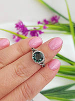 Серебряное кольцо с зеленым кварцем Николь