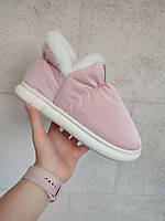 Ugg дутики PINK высокие РОЗОВЫЕ с белой опушкой на белой подошве женские без застежки непромокаемые зимние