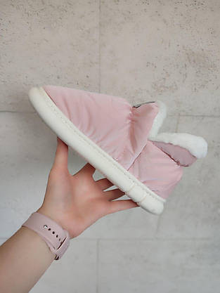Ugg дутики PINK высокие РОЗОВЫЕ с белой опушкой на белой подошве женские без застежки непромокаемые зимние, фото 4