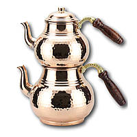 Набор медных турецких чайников 2.7л, двойной турецкий чайник 2.7л, турецкий чайный комплект