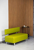 Диванчик ожидания из экокожи зеленый 160*55 см, скамейка в салон, в офис, в магазин, в кафе, в коридор, в