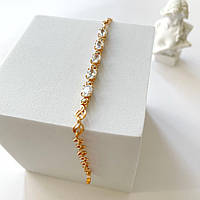 Браслет позолота Xuping Декоративне плетіння з камінням Золотистий 18 см B15004